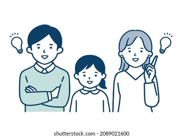 Full body illustration of a parent and child.