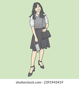 el vector de ilustración de cuerpo completo muestra diferentes estilos de ropa, diferentes estilos de moda y diferentes poses fotográficas. Profesiones y personajes diferentes también