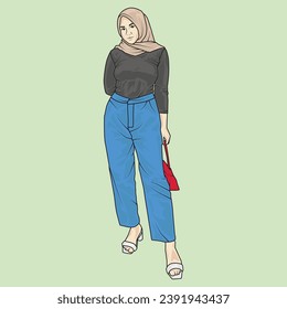 full body illustration vector shows different clothing styles, different fashion styles and different photo poses. Different professions and characters too