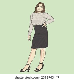 full body illustration vector shows different clothing styles, different fashion styles and different photo poses. Different professions and characters too