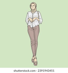 el vector de ilustración de cuerpo completo muestra diferentes estilos de ropa, diferentes estilos de moda y diferentes poses fotográficas. Profesiones y personajes diferentes también