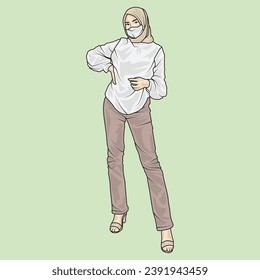 el vector de ilustración de cuerpo completo muestra diferentes estilos de ropa, diferentes estilos de moda y diferentes poses fotográficas. Profesiones y personajes diferentes también