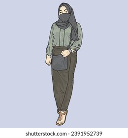 full body illustration vector shows different clothing styles, different fashion styles and different photo poses. Different professions and characters too