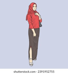 full body illustration vector shows different clothing styles, different fashion styles and different photo poses. Different professions and characters too