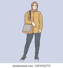 el vector de ilustración de cuerpo completo muestra diferentes estilos de ropa, diferentes estilos de moda y diferentes poses fotográficas. Profesiones y personajes diferentes también