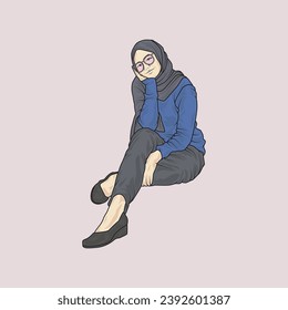 full body illustration vector shows different clothing styles, different fashion styles and different photo poses. Different professions and characters too