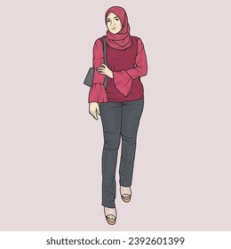 full body illustration vector shows different clothing styles, different fashion styles and different photo poses. Different professions and characters too