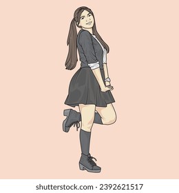 el vector de ilustración de cuerpo completo muestra diferentes estilos de ropa, diferentes estilos de moda y diferentes poses fotográficas. Profesiones y personajes diferentes también