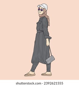 full body illustration vector shows different clothing styles, different fashion styles and different photo poses. Different professions and characters too