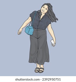 full body illustration vector shows different clothing styles, different fashion styles and different photo poses. Different professions and characters too