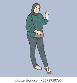 full body illustration vector shows different clothing styles, different fashion styles and different photo poses. Different professions and characters too