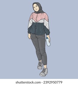 full body illustration vector shows different clothing styles, different fashion styles and different photo poses. Different professions and characters too