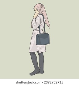 el vector de ilustración de cuerpo completo muestra diferentes estilos de ropa, diferentes estilos de moda y diferentes poses fotográficas. Profesiones y personajes diferentes también