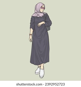 full body illustration vector shows different clothing styles, different fashion styles and different photo poses. Different professions and characters too