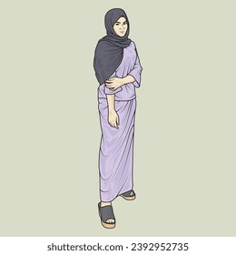full body illustration vector shows different clothing styles, different fashion styles and different photo poses. Different professions and characters too