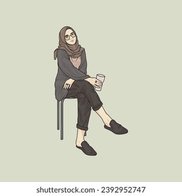 full body illustration vector shows different clothing styles, different fashion styles and different photo poses. Different professions and characters too