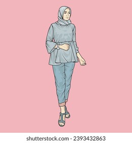 el vector de ilustración de cuerpo completo muestra diferentes estilos de ropa, diferentes estilos de moda y diferentes poses fotográficas. Profesiones y personajes diferentes también