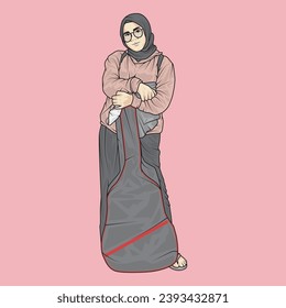 full body illustration vector shows different clothing styles, different fashion styles and different photo poses. Different professions and characters too