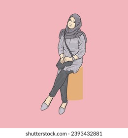 el vector de ilustración de cuerpo completo muestra diferentes estilos de ropa, diferentes estilos de moda y diferentes poses fotográficas. Profesiones y personajes diferentes también