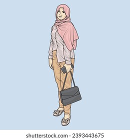 full body illustration vector shows different clothing styles, different fashion styles and different photo poses. Different professions and characters too