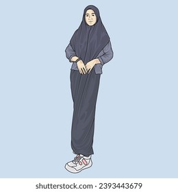 full body illustration vector shows different clothing styles, different fashion styles and different photo poses. Different professions and characters too