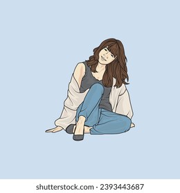 el vector de ilustración de cuerpo completo muestra diferentes estilos de ropa, diferentes estilos de moda y diferentes poses fotográficas. Profesiones y personajes diferentes también