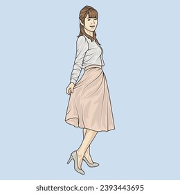 full body illustration vector shows different clothing styles, different fashion styles and different photo poses. Different professions and characters too
