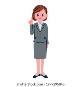 Full body illustration of a woman in a suit