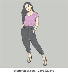 Full Body illustrations show different people's clothing styles with fashion styles that are varied and different from each other