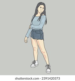 Full Body illustrations show different people's clothing styles with fashion styles that are varied and different from each other