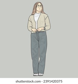 Las ilustraciones de Cuerpo Completo muestran estilos de ropa de diferentes personas con estilos de moda variados y diferentes entre sí