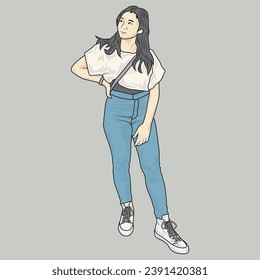 Full Body illustrations show different people's clothing styles with fashion styles that are varied and different from each other