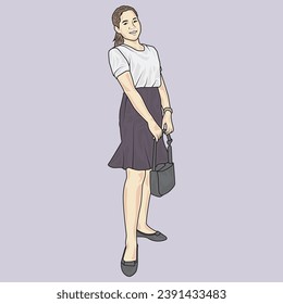 Full Body illustrations show different people's clothing styles with fashion styles that are varied and different from each other, hijan and non hijab