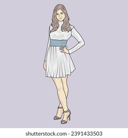 Full Body illustrations show different people's clothing styles with fashion styles that are varied and different from each other, hijan and non hijab