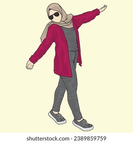 Ganze Illustrationen, die verschiedene Arten von Kleidungsstilen, Outfits und Mode zeigen. Stile von Hijab und Nicht-Hijab für Facaless-Illustrationen