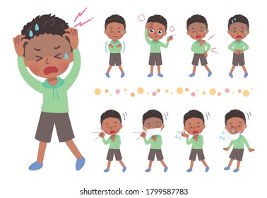 Full body Illustrations of various sick boys. Vector art so easy to edit.