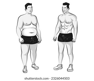 Full body male workout before and after