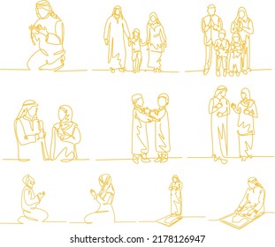 Full body muslim lineart in .eps format