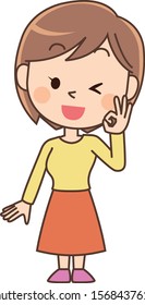 
Full body pose of a young woman who understands