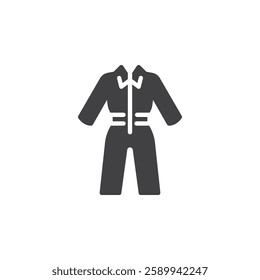 A full body protective suit vector icon. filled flat sign for mobile concept and web design. Coveralls glyph icon. Body protection symbol, logo illustration. Vector graphics