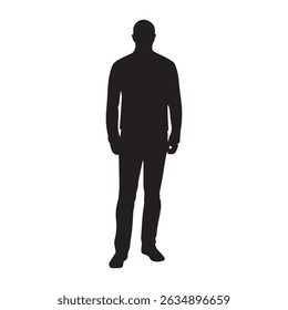 Silhueta de corpo inteiro de um homem de pé casual