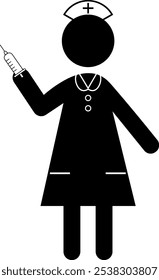 Full body silhouette of a nurse holding a syringe