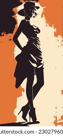 Full body silhouette woman. tricolor poster