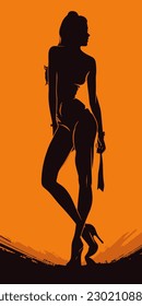 Full body silhouette woman. tricoolor poster