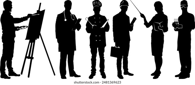 Full Body Silhouettes of different Occupations 