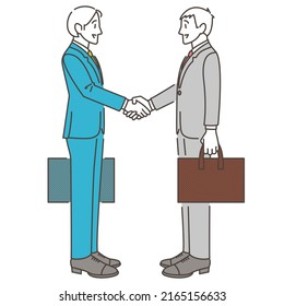 Full Body Vector Illustration Of A Business Person Shaking Hands