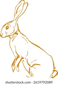 Uma ilustração vetorial de corpo inteiro de um coelho na vista de perfil