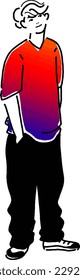 Ilustración vectorial de un joven con una camiseta elegante
