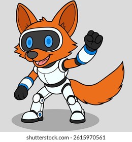 Full Body Vector Image of Mechanical Robot Animal Fox
