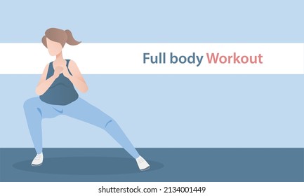 Full Body Weight Loss And Fat Burning Calories Workout Program For Beginner,Cardio HIIT Exercises Routine,build Muscle,female In Sportwear Fitness At Home,Motivation Good Healthy,Vector Illustration.